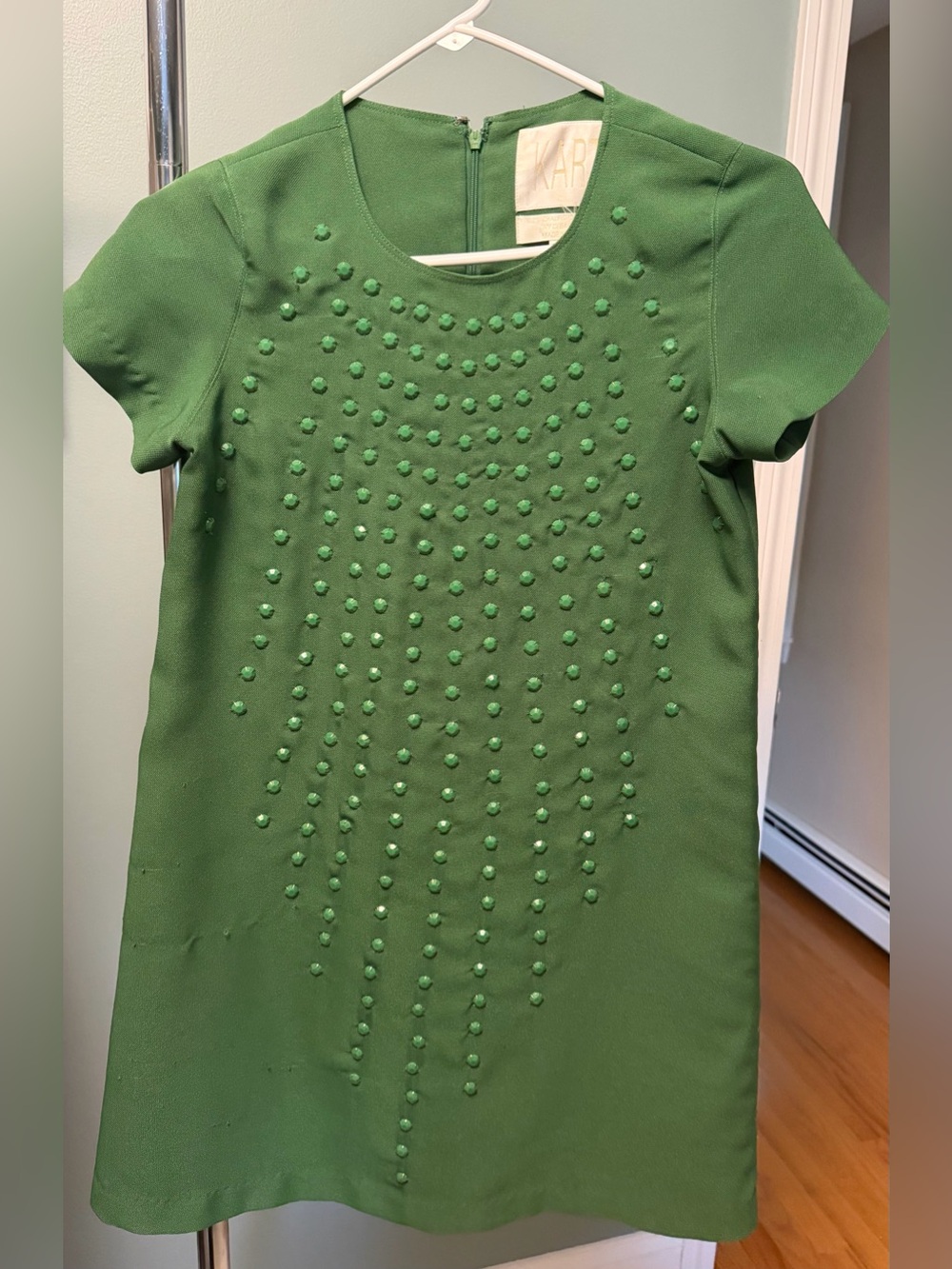 KARL Green Pom-Pom Shift Mini Dress